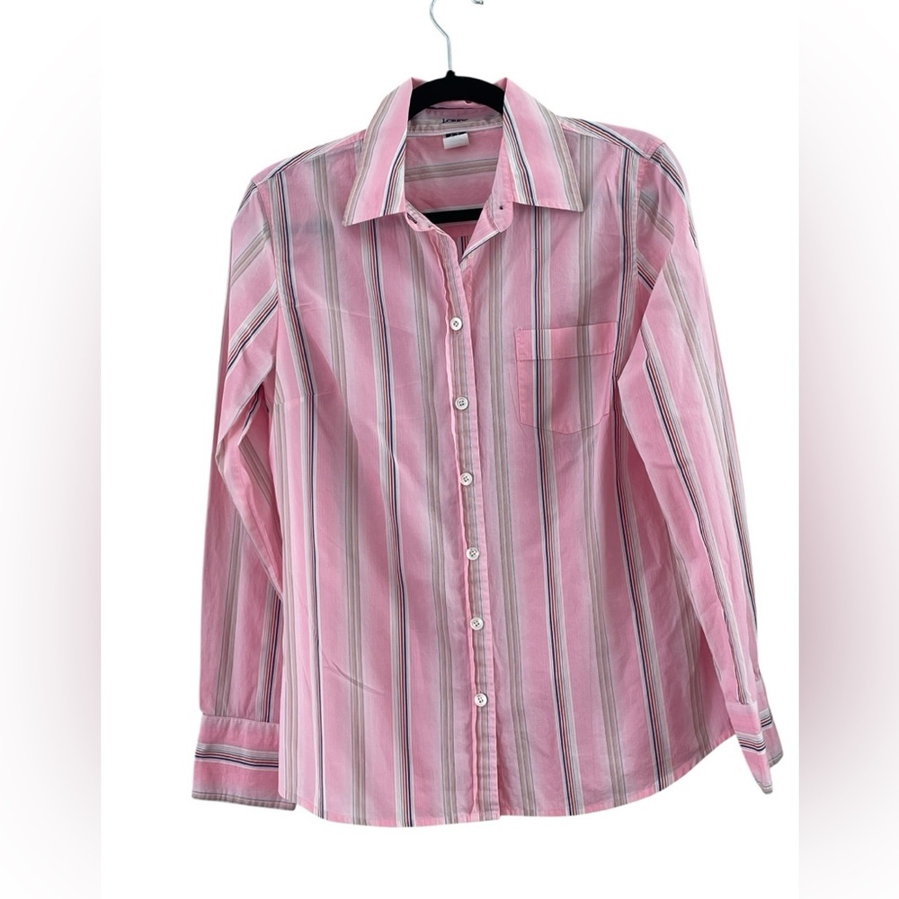 J Crew Classic Pink Poplin Cotton Button Down Slim Fit Sz M Collared Shirt Top - Picture 3 of 14